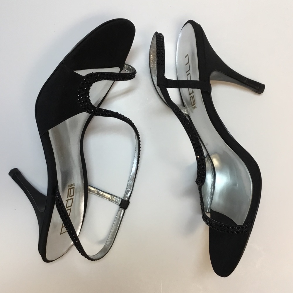 Sexy Black Heels with Black Stones. Moda. - Picture 2 of 7